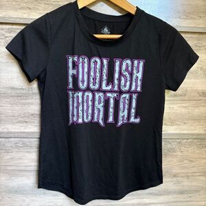 Disney Haunted Mansion Foolish Mortal Black Tee Halloween women's XS